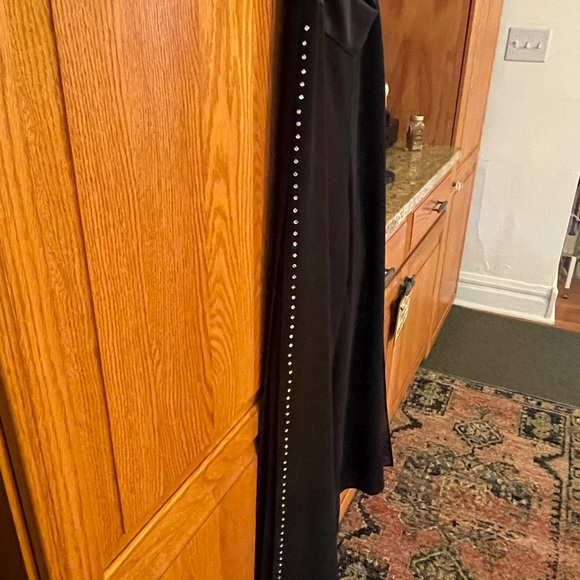 JS Collections Black Rhinestone Stud Formal Wide Leg Palazzo Gaucho Pants Sz 4 - Picture 4 of 15